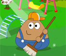 Pou Okul Temizliyor